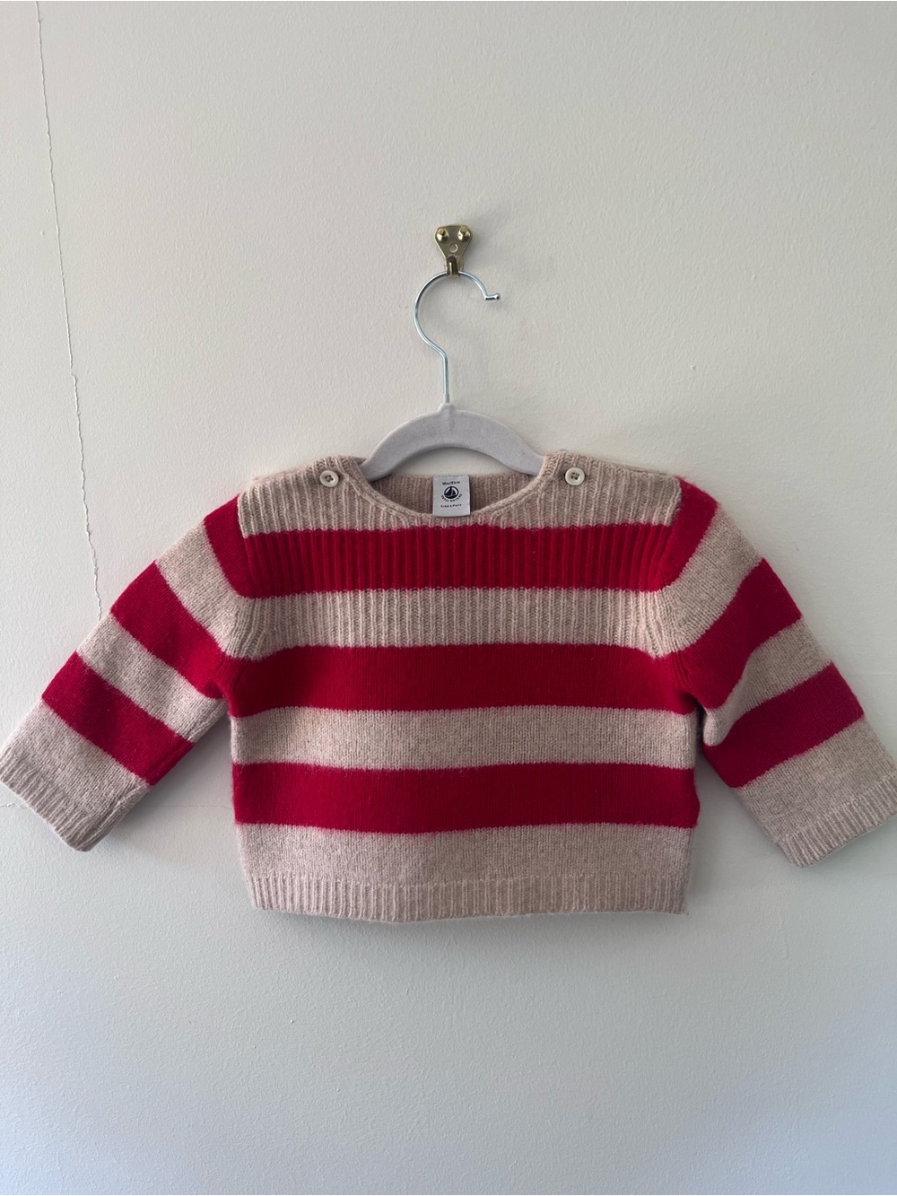 Petit Bateau | Babies' Stripy Wool/Cotton Knitted Pullover Sweater | 18 months